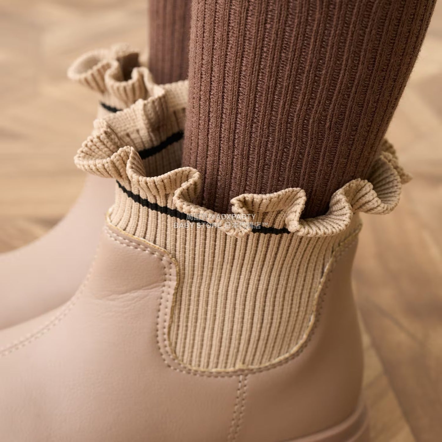 日本直送 Lycee mine 荷葉邊羅紋側拉鍊短靴 18-21cm 鞋系列 其他品牌