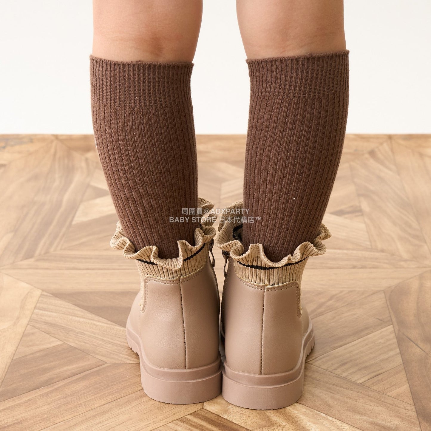 日本直送 Lycee mine 荷葉邊羅紋側拉鍊短靴 18-21cm 鞋系列 其他品牌