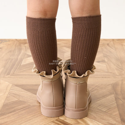 日本直送 Lycee mine 荷葉邊羅紋側拉鍊短靴 18-21cm 鞋系列 其他品牌