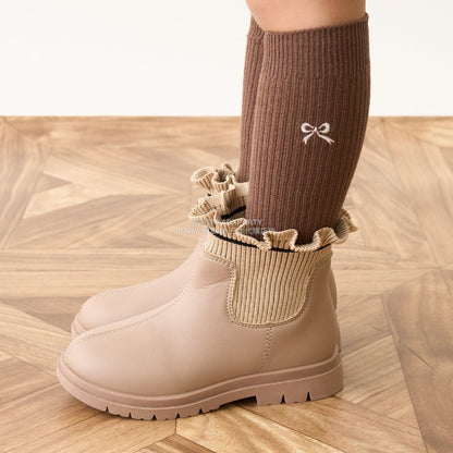 日本直送 Lycee mine 荷葉邊羅紋側拉鍊短靴 18-21cm 鞋系列 其他品牌