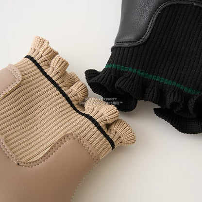 日本直送 Lycee mine 荷葉邊羅紋側拉鍊短靴 18-21cm 鞋系列 其他品牌