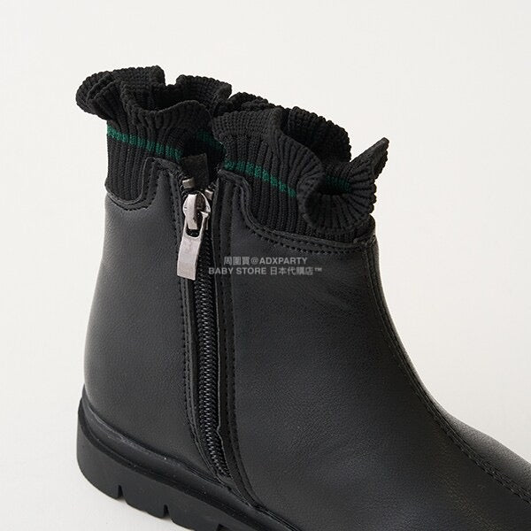 日本直送 Lycee mine 荷葉邊羅紋側拉鍊短靴 18-21cm 鞋系列 其他品牌