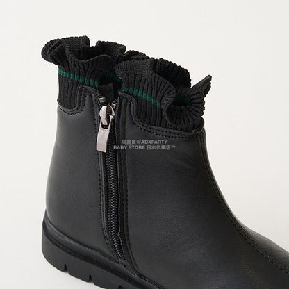 日本直送 Lycee mine 荷葉邊羅紋側拉鍊短靴 18-21cm 鞋系列 其他品牌