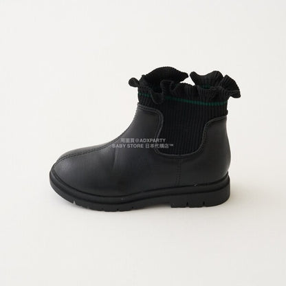 日本直送 Lycee mine 荷葉邊羅紋側拉鍊短靴 18-21cm 鞋系列 其他品牌