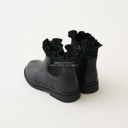 日本直送 Lycee mine 荷葉邊羅紋側拉鍊短靴 18-21cm 鞋系列 其他品牌