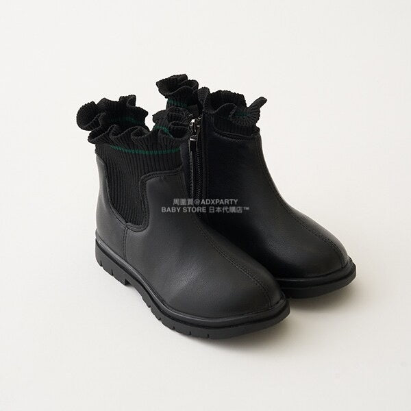 日本直送 Lycee mine 荷葉邊羅紋側拉鍊短靴 18-21cm 鞋系列 其他品牌