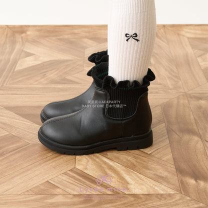 日本直送 Lycee mine 荷葉邊羅紋側拉鍊短靴 18-21cm 鞋系列 其他品牌