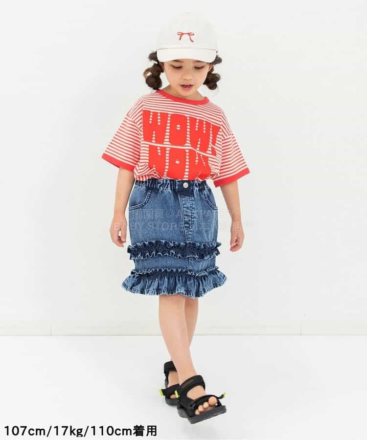日本童裝 BREEZE 牛仔荷葉邊裙 80-140cm 女童款 夏季 SKIRTS