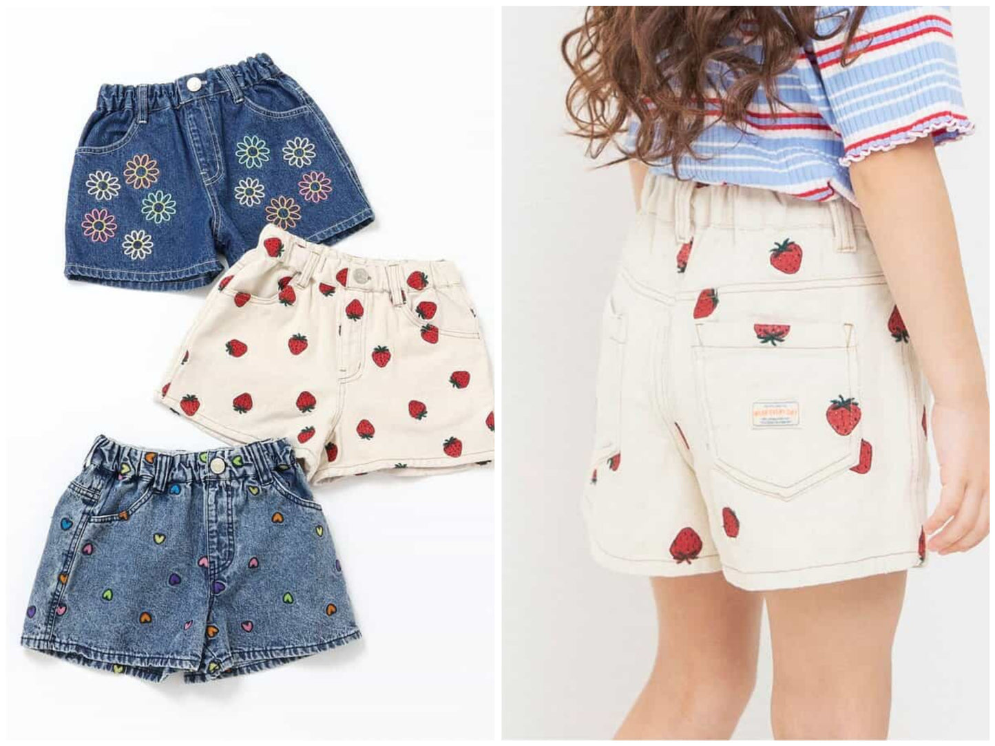 日本童裝 BREEZE 刺繡牛仔短褲 80-140cm 女童款 夏季 PANTS