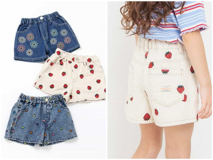 日本童裝 BREEZE 刺繡牛仔短褲 80-140cm 女童款 夏季 PANTS
