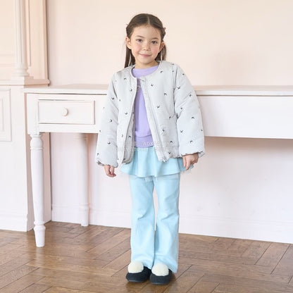 日本童裝 Ly# mine 刺繡無領夾棉抓毛外套 100-150cm 女童款 冬季 (適合初秋、香港平均溫度、寒冷天氣）OUTERWEAR 