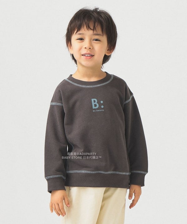 日本童裝 B:MING by BEAMS 配色縫線logo衛衣 100-140cm 男童款/女童款 秋冬季 TOPS
