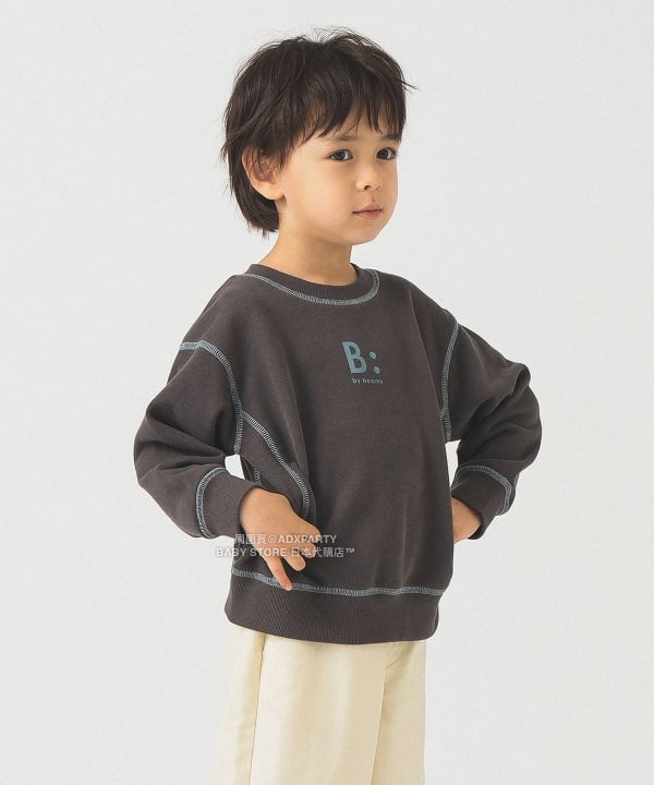 日本童裝 B:MING by BEAMS 配色縫線logo衛衣 100-140cm 男童款/女童款 秋冬季 TOPS