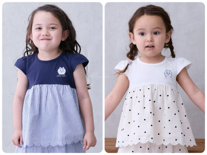 Japanese children's clothing pe#main x Chiikawa ちいかわ patchwork short-sleeved top 90-130cm girls' summer TOPS 