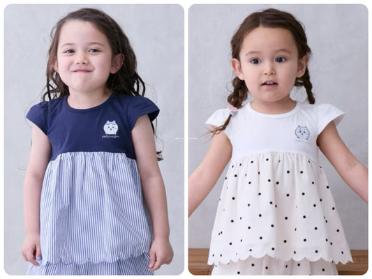 Japanese children's clothing pe#main x Chiikawa ちいかわ patchwork short-sleeved top 90-130cm girls' summer TOPS 