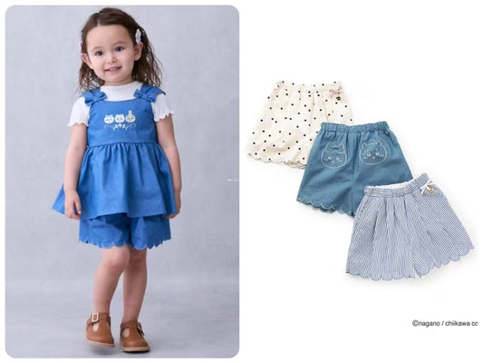 Japanese children's clothing pe#main x Chiikawa ちいかわ wavy shorts 90-130cm girls' summer PANTS 