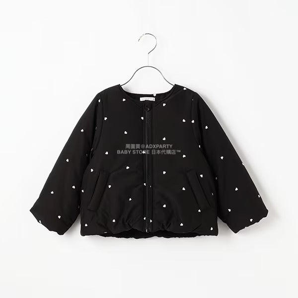 日本童裝 Ly# mine 刺繡無領夾棉抓毛外套 100-150cm 女童款 冬季 (適合初秋、香港平均溫度、寒冷天氣）OUTERWEAR 