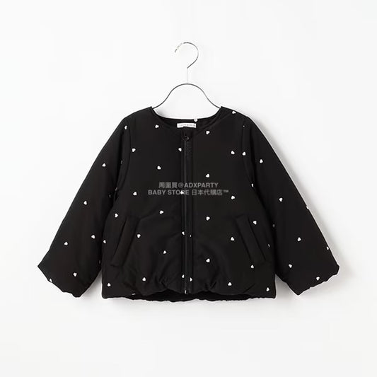 現貨區1-2日寄出--日本童裝 Ly# mine 刺繡無領夾棉抓毛外套 110cm 女童款 冬季 (適合初秋、香港平均溫度、寒冷天氣）OUTERWEAR