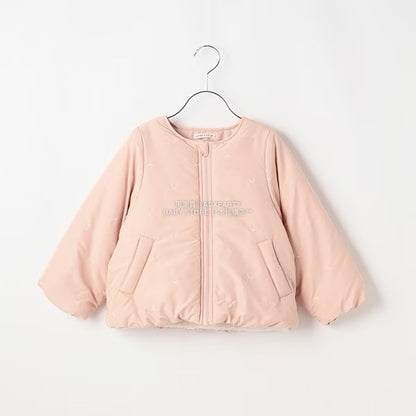 日本童裝 Ly# mine 刺繡無領夾棉抓毛外套 100-150cm 女童款 冬季 (適合初秋、香港平均溫度、寒冷天氣）OUTERWEAR 