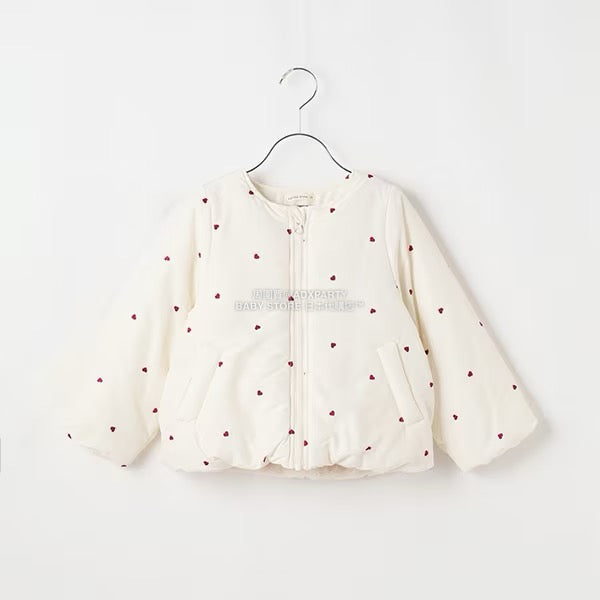 日本童裝 Ly# mine 刺繡無領夾棉抓毛外套 100-150cm 女童款 冬季 (適合初秋、香港平均溫度、寒冷天氣）OUTERWEAR 