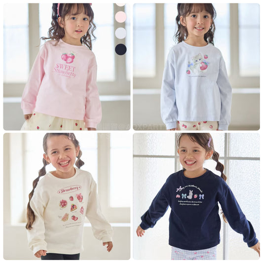 日本童裝 aF#a325 士多啤梨系列 印花上衣 90-140cm 女童款 春季 TOPS