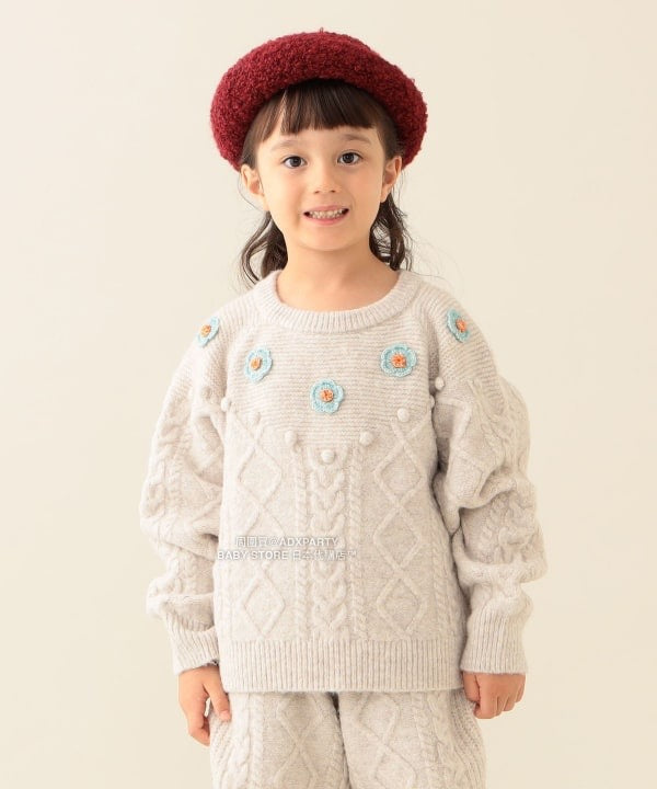 日本童裝 BEAMS mini 花卉針織毛衣 90-140cm 女童款 秋冬季 TOPS