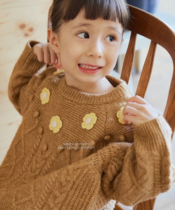 日本童裝 BEAMS mini 花卉針織毛衣 90-140cm 女童款 秋冬季 TOPS