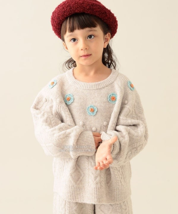 日本童裝 BEAMS mini 花卉針織毛衣 90-140cm 女童款 秋冬季 TOPS
