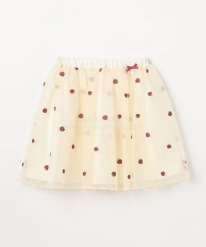 日本童裝 aF#a325 士多啤梨系列 全刺繡網紗短裙 90-140cm 女童款 春季 SKIRTS