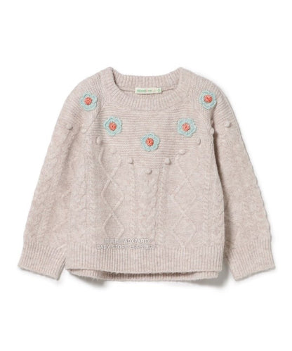 日本童裝 BEAMS mini 花卉針織毛衣 90-140cm 女童款 秋冬季 TOPS