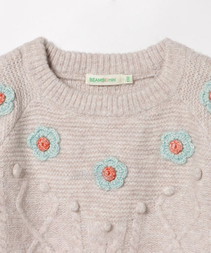 日本童裝 BEAMS mini 花卉針織毛衣 90-140cm 女童款 秋冬季 TOPS