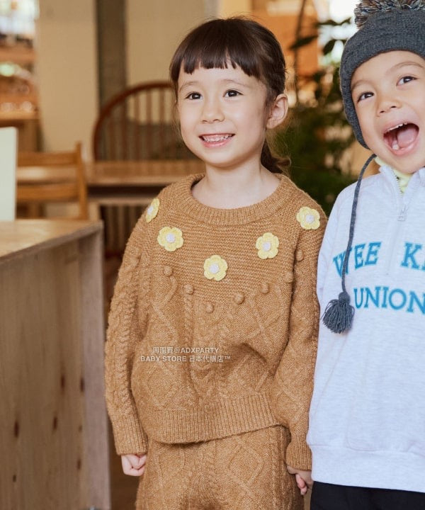 日本童裝 BEAMS mini 花卉針織毛衣 90-140cm 女童款 秋冬季 TOPS