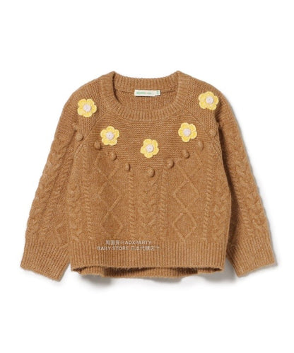 日本童裝 BEAMS mini 花卉針織毛衣 90-140cm 女童款 秋冬季 TOPS