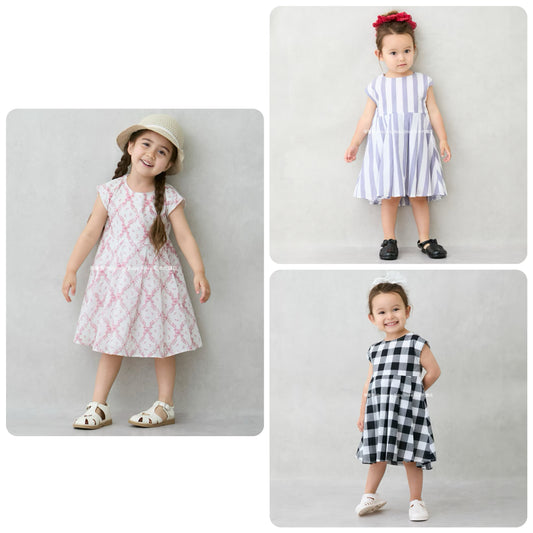 Japanese children's clothing pe#main back bow dress 80-130cm girls summer dresses 