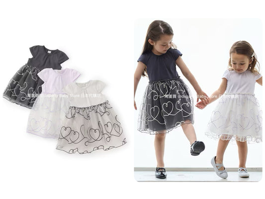 Japanese children's clothing pe#main embroidered tulle dress 80-130cm girls summer dresses for interviews/banquets/performances 
