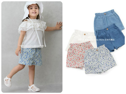 Japanese children's clothing pe#main anti-fouling series casual shorts 80-130cm girls' summer PANTS 