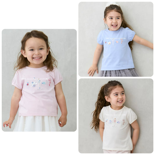 Japanese children's clothing pe#main contact cool embroidered top 80-130cm girls summer TOPS 