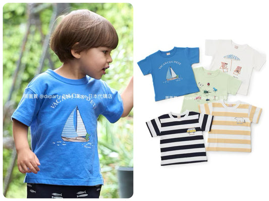 Japanese children's clothing pe#main printed tops 80-130cm boys' summer TOPS 