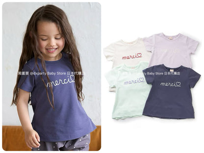 Japanese children's clothing pe#main amphibious quick-drying embroidered top 80-130cm girls summer TOPS summer swimsuit special edition 