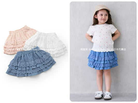 Japanese children's clothing pe#main lace ruffle skirt 80-130cm girls summer SKIRTS 