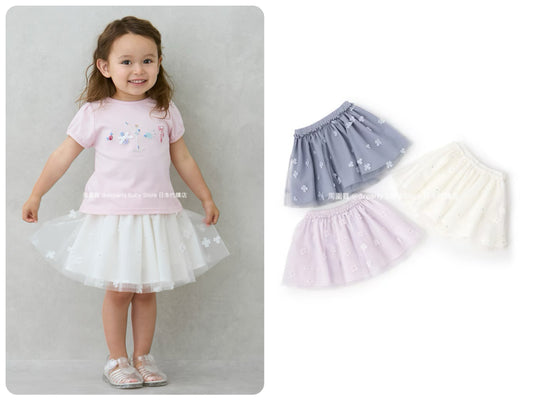 Japanese children's clothing pe#main floral tulle short skirt 80-130cm girls summer SKIRTS 