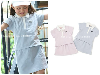 Japanese children's clothing pe#main Contact Cool Polo Two-Piece Set 80-130cm Girls Summer TOPS SKIRTS 