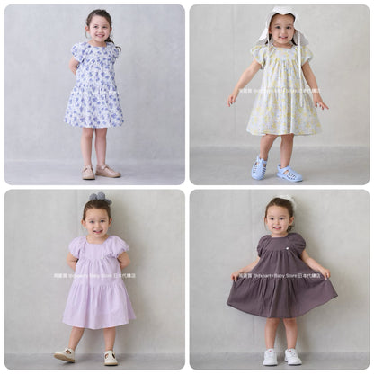 Japanese children's clothing pe#main cool-to-touch, quick-drying lantern-sleeve dress (80-130cm) for girls (summer dresses) 