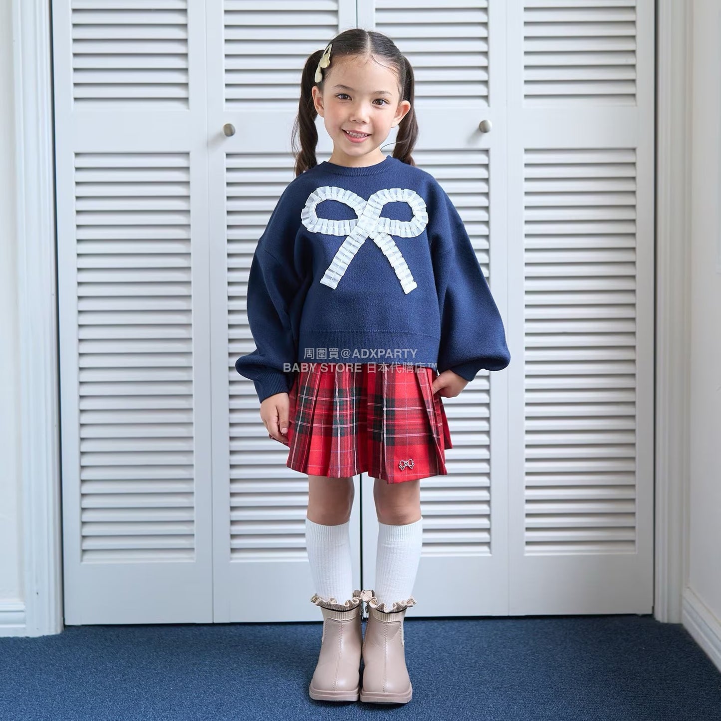 日本童裝 Ly# mine 心型與蝴蝶結針織毛衣 110-140cm 女童款 冬季 TOPS