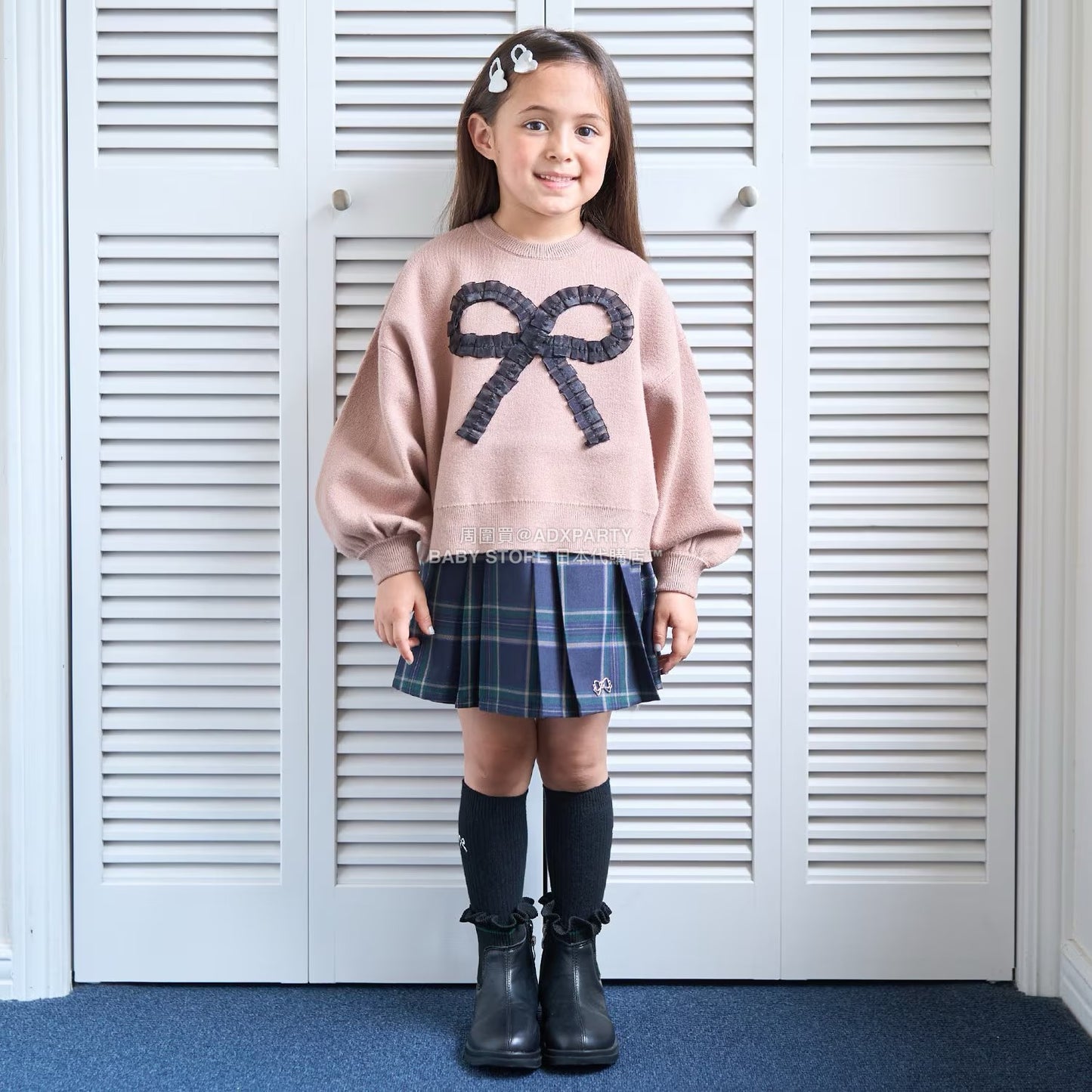 日本童裝 Ly# mine 心型與蝴蝶結針織毛衣 110-140cm 女童款 冬季 TOPS