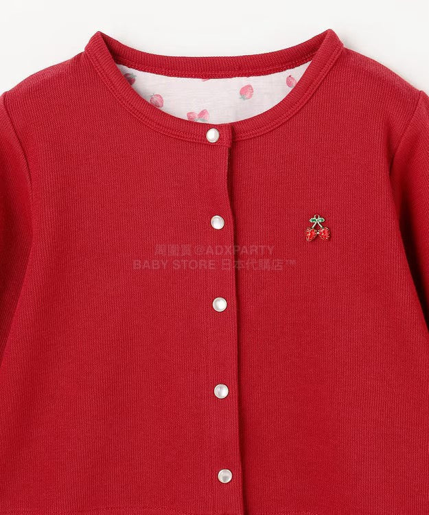 日本童裝 aF#a325 士多啤梨系列 針織外套 90-140cm 女童款 春季 OUTERWEAR 聖誕紅/新年紅