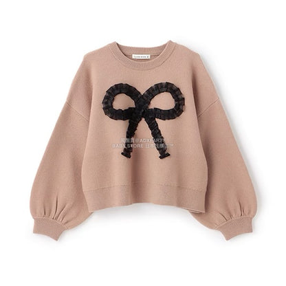 日本童裝 Ly# mine 心型與蝴蝶結針織毛衣 110-140cm 女童款 冬季 TOPS