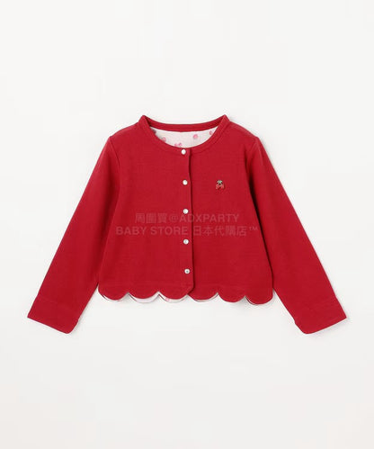 日本童裝 aF#a325 士多啤梨系列 針織外套 90-140cm 女童款 春季 OUTERWEAR 聖誕紅/新年紅