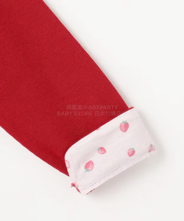 日本童裝 aF#a325 士多啤梨系列 針織外套 90-140cm 女童款 春季 OUTERWEAR 聖誕紅/新年紅