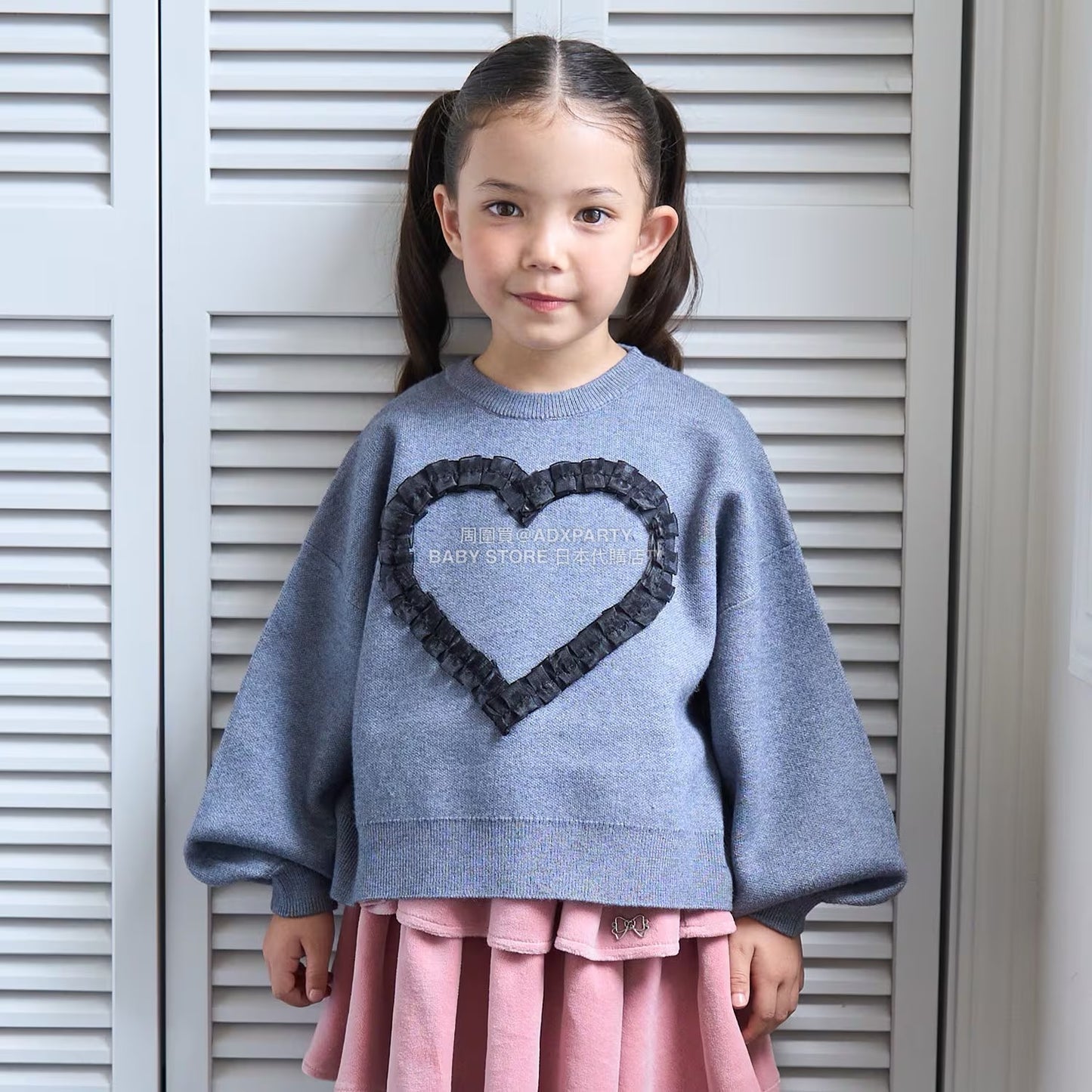 日本童裝 Ly# mine 心型與蝴蝶結針織毛衣 110-140cm 女童款 冬季 TOPS